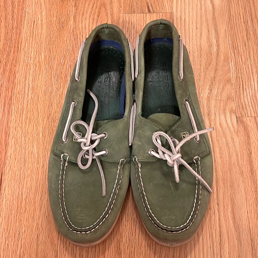 Sperry Top-siders Genuine Green Leather Boat Shoes or Loafers